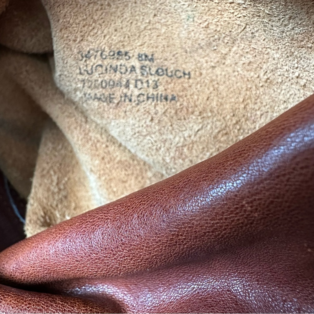 FRYE Lucinda Slouch Tall Riding Boots Congac Brown Womens - Picture 9 of 9